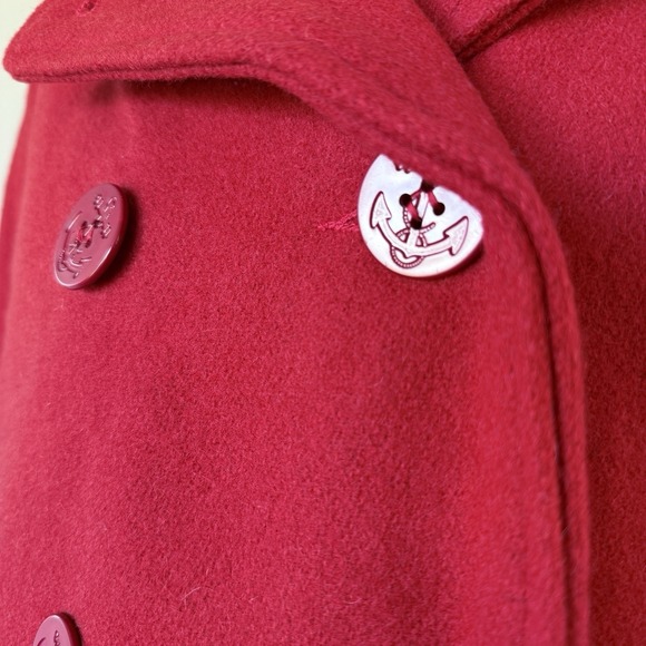 Vintage Holloway Red Wool Pea Coat Ladies Large Made in USA Quilted Lining - Picture 2 of 16
